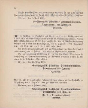 Nr. 29: Ministerialbekanntmachung, betreffend Ausführung der Bundesratsverordnung vom 3. Februar 1910 über den Verkehr mit Kraftfahrzeugen
