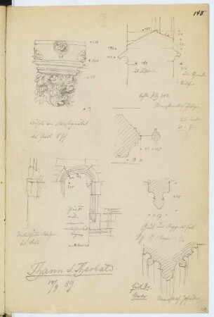 Münster St. Theobald, Thann: Details (aus: Skizzen- und Fotoalbum 6)