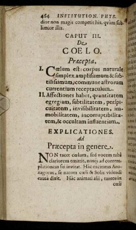 Caput III. De Coelo.