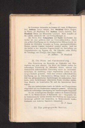 22. Die Münz- und Kunstsammlung.