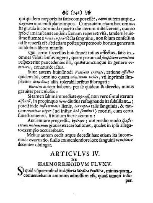 Articvlvs IV. De Haemorrhoidvm Flvxv.