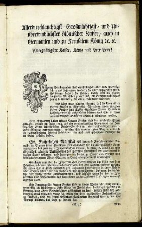 Allerdurchlauchtigst-Großmächtigst- und Unüberwindlicher Römischer Kaiser, auch in Germanien und zu Jerusalem König ...