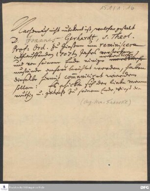 Beginn eines Berichts von August Hermann Francke über den Tod von J. E. Gerhard.
