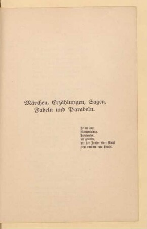Märchen, Erzählungen, Sagen, Fabeln und Parabeln