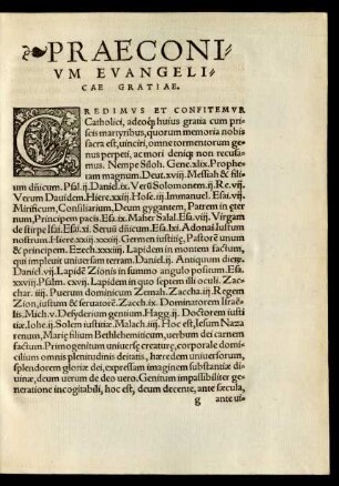 Praeconium Evangelicae Gratiae.