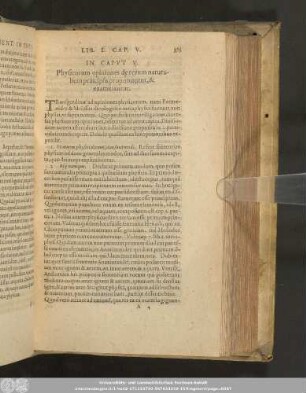 In Caput V. Physicorum opiniones de rerum naturalium principiis proponuntur, & examinantur.