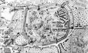 Zittau. Ausschnitt aus: Prospekt der Stadt Zittau, 1757 (Sign.: VIII 130)