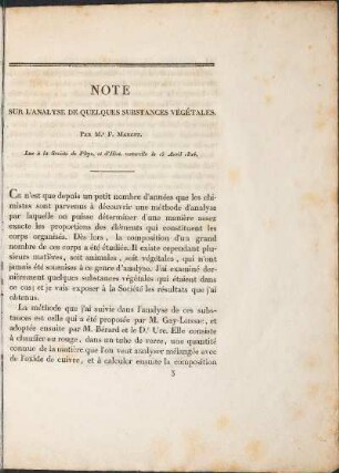 Note Sur L'Analyse De Quelques Substances Végétales.