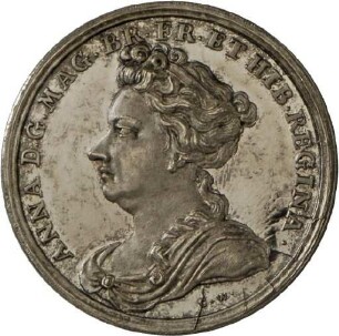 Medaille von Christian Wermuth auf den Regierungsantritt von Königin Anna 1702