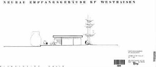 Westhausen: Neubau EG - Ansicht Giebelseite (Halle) Empfangsgeb.