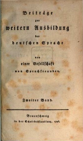 Beiträge zur weitern Ausbildung der deutschen Sprache, 2. 1796 = Stück 4 - 6