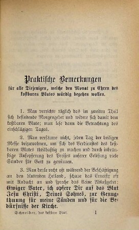 Das kostbare Blut unseres Herrn Jesu Christi oder Ein Monat zur Verehrung des Preises unserer Erlösung in 31 betrachtenden Lesungen : Nebst einem Gebetbuche ...