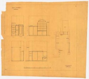 Villa Dr. Richard Schöne, Berlin-Grunewald: Garderobe in Grundriss und Wandansichten 1:25