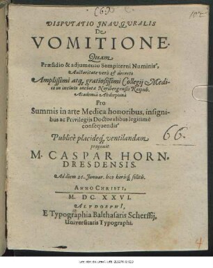 Disputatio Inauguralis De Vomitione