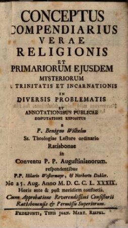 Conceptus compendiarius verae religionis