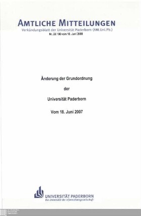 Änderung der Grundordnung der Universität Paderborn : vom 18. Juni 2008