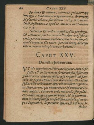 Caput XXV. De Festis Judaeorum.
