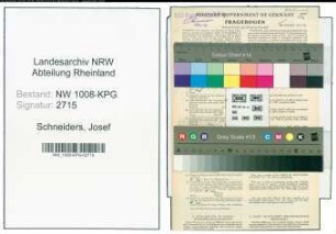 Entnazifizierung Josef Schneiders , geb. 09.12.1908 (Pfleger)