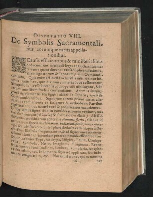 Disputatio VIII. De Symbolis Sacramentalibus, eorumque variis appellationibus.
