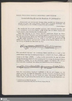 Isometrische Begriffe und die Musik des 19. Jahrhunderts