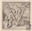 Initiale V (Der heilige Petrus tauft den Hauptmann Cornelius), aus: Clementis Undecimi Pont. Max. Bullarium, 2 Bde., Rom 1723