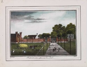 'Slupowo, vom Hof nach dem Dorf' Aquarell