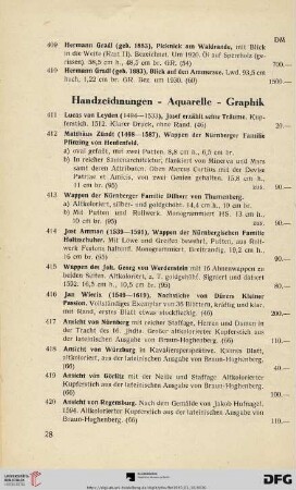 Handzeichnungen-Aquarelle-Graphik (Nr. 411-436)