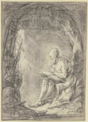 Hieronymus betend in der Höhle sitzend
