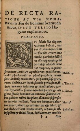 De humanae vitae recta ratione ac via liber unus