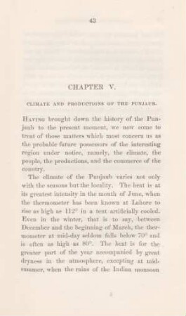 Chapter V. Climate and productions of the Punjaub