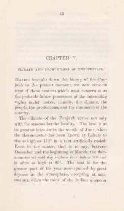 Chapter V. Climate and productions of the Punjaub