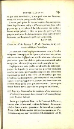 (23) Page 27. Commission de capitaine d'une compagnie d'infanterie composée des volontaires de Luxembourg, pour le sieur Catinat.