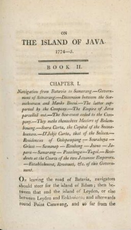 Chapter I. Navigation from Batavia to Samarang. - Government of Samarang. - Dissension between the ...