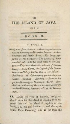 Chapter I. Navigation from Batavia to Samarang. - Government of Samarang. - Dissension between the ...