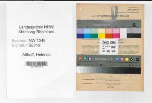 Entnazifizierung Heinrich Althoff , geb. 09.08.1910 (Angestellter)