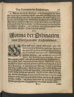 XV. Forma der Ordination