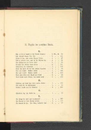 II. Register der poetischen Stücke.