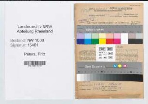 Entnazifizierung Fritz Peters, geb. 13.02.1903 (Gastwirt)