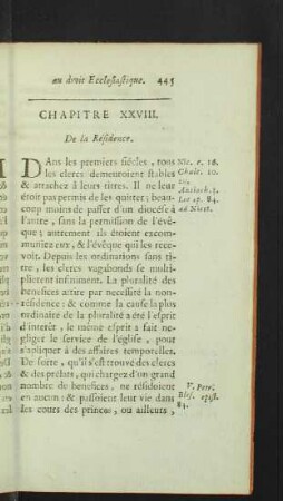 Chapitre XXVIII. De la Résidence.
