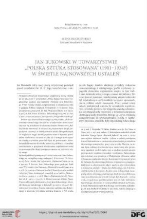 Seria nowa 21: Jan Bukowski w Towarzystwie "Polska Sztuka Stosowana" (1901-1934?) w świetle najnowszych ustaleń