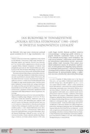 Seria nowa 21: Jan Bukowski w Towarzystwie "Polska Sztuka Stosowana" (1901-1934?) w świetle najnowszych ustaleń