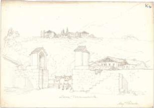 Thiersch, August ; Reiseskizzen - Falschauerbrücke in Lana (Perspektive)