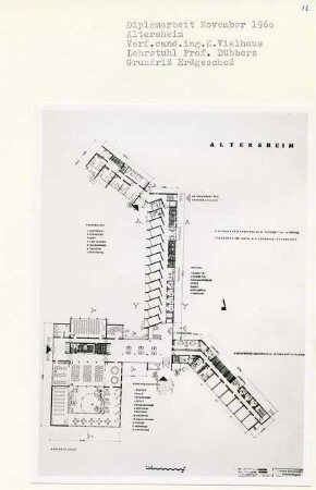 Altersheim, Braunschweig (Diplomarbeit bei Kurt Dübbers): Grundriss Erdgeschoss
