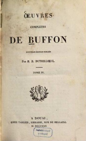 Oeuvres complètes de Buffon, 4. Quadrupèdes