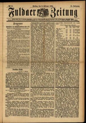 Ausgabe vom Freitag, den 09. Februar 1894.