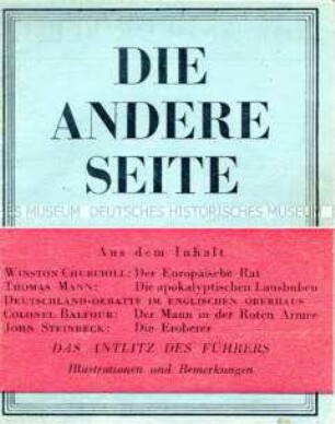 Exilschrift aus der Reihe "Die andere Seite" mit Beiträgen von Thomas Mann, J. B. Priestley u.a.