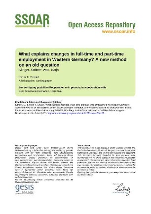 What explains changes in full-time and part-time employment in Western Germany? A new method on an old question