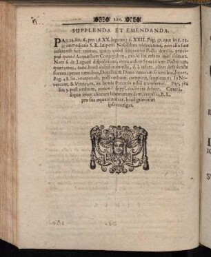 Supplenda et Emendanda.