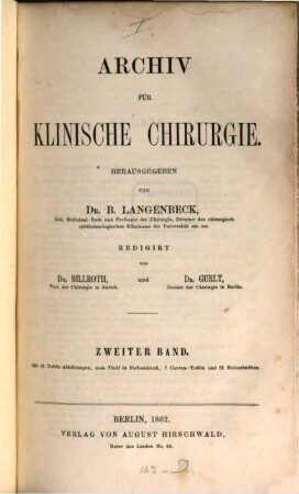 Archiv für klinische Chirurgie. 2. 1862