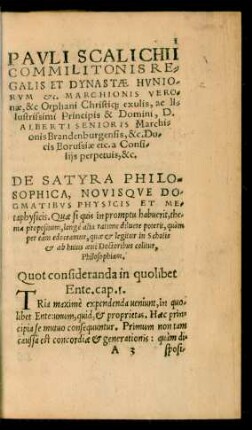 Pauli Scalichii ... De Satyra Philosophica, Novisque Dogmatibus Physicis Et Metaphysicis ...
